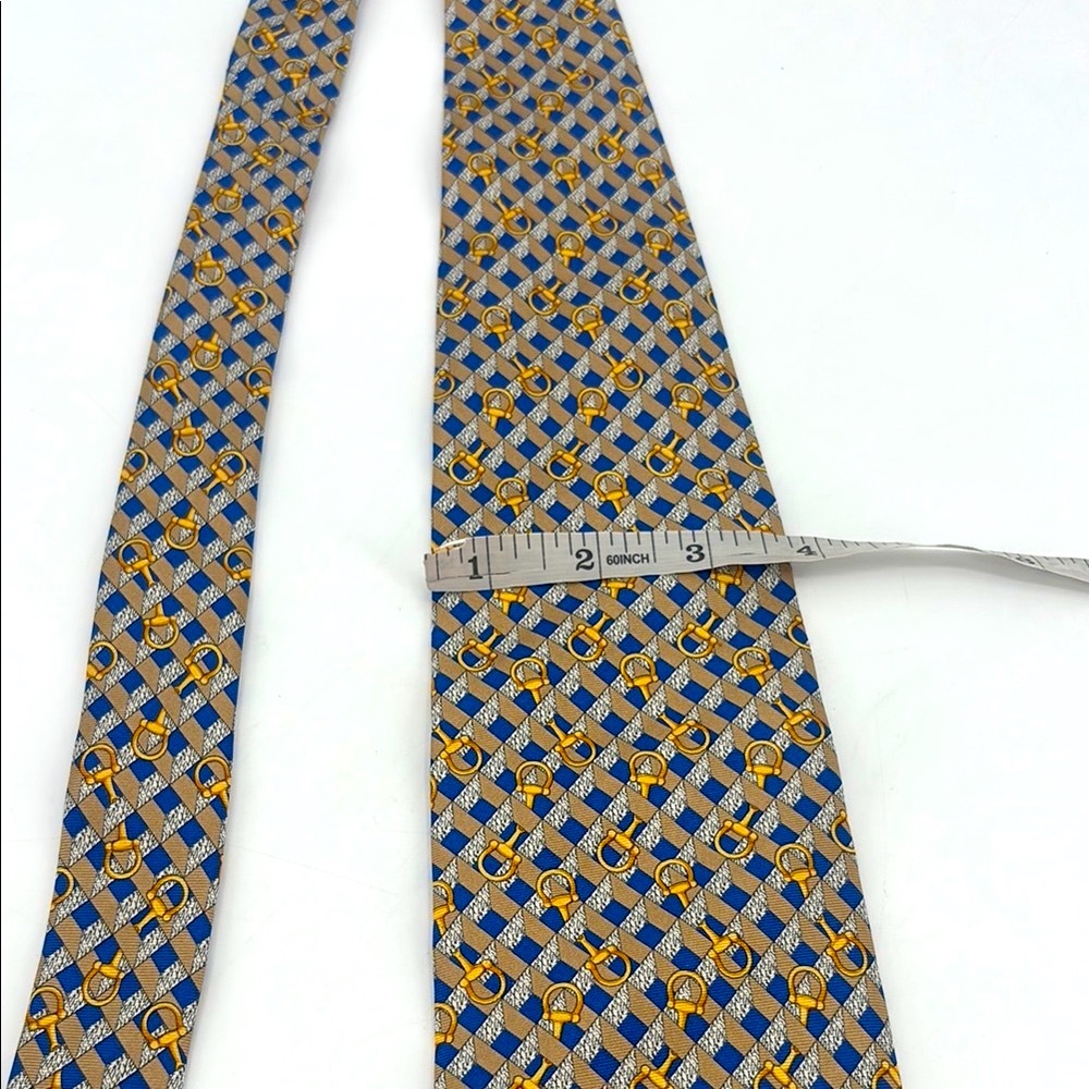 Vintage Palais Des Doges Paris Silk Artisan Handmade Equestrian Horse Bit Tie View 6